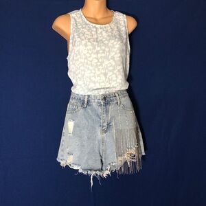 Banana Republic Tank Top and Distressed Denim Shorts